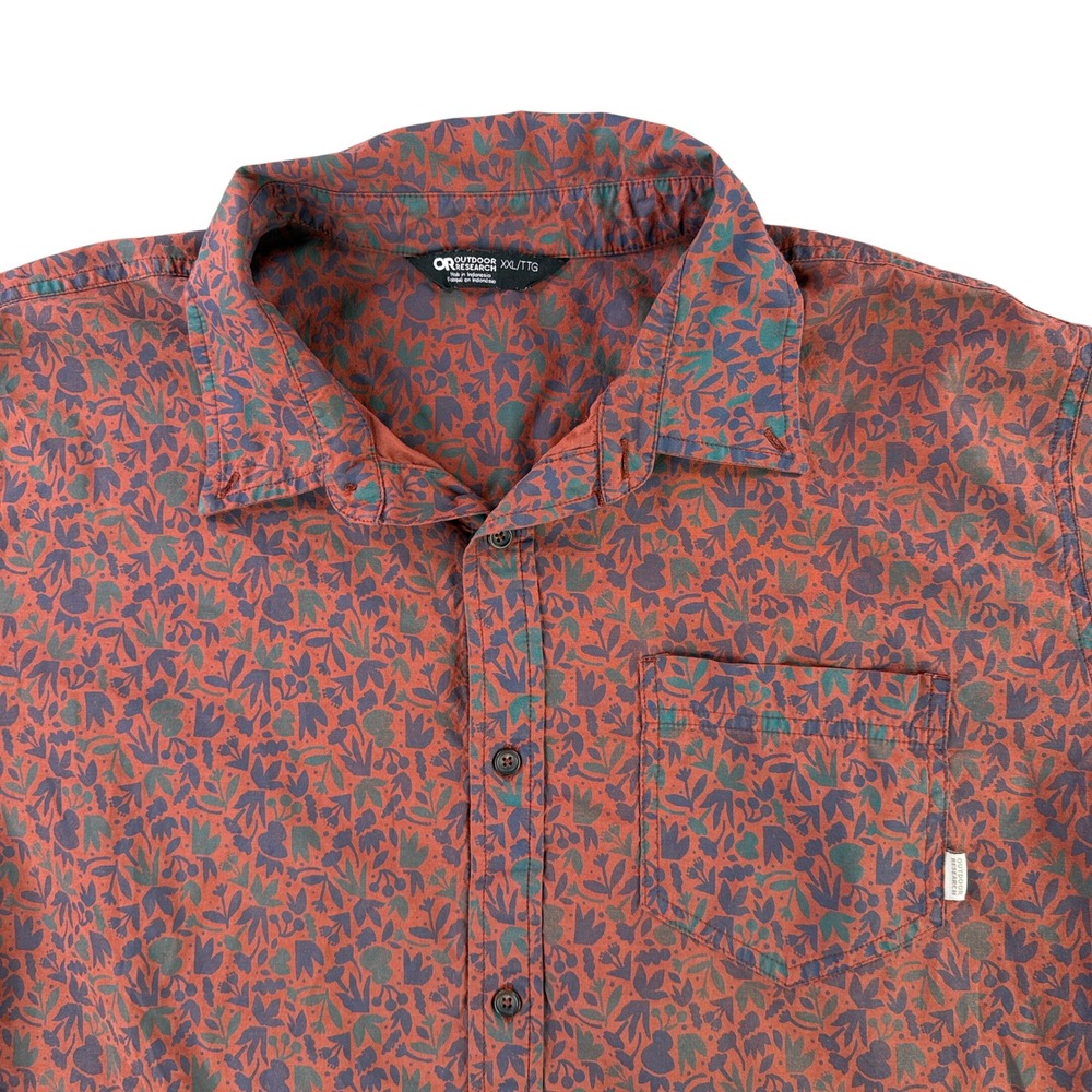 Outdoor Research Rooftop S/S Shirt Mens XXL Rust Orange Floral Button Up 10488